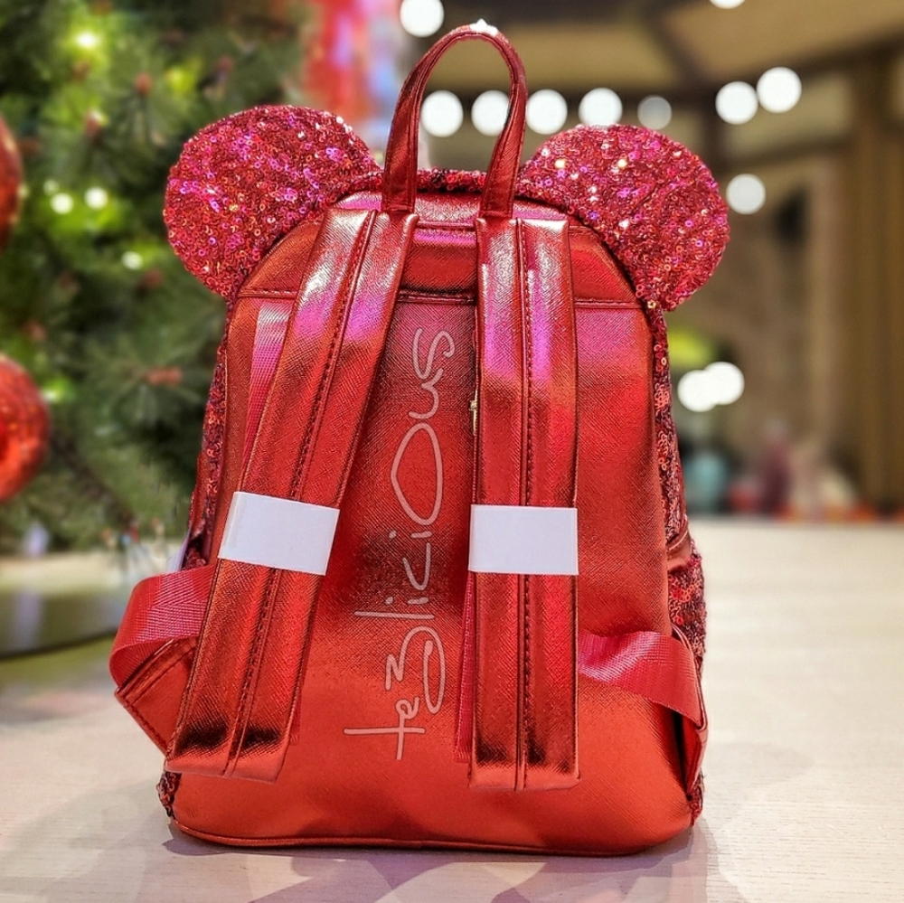 DISNEY PARKS LOUNGEFLY RUBY RED SEQUINED BACKPACK - Picture 5 of 8